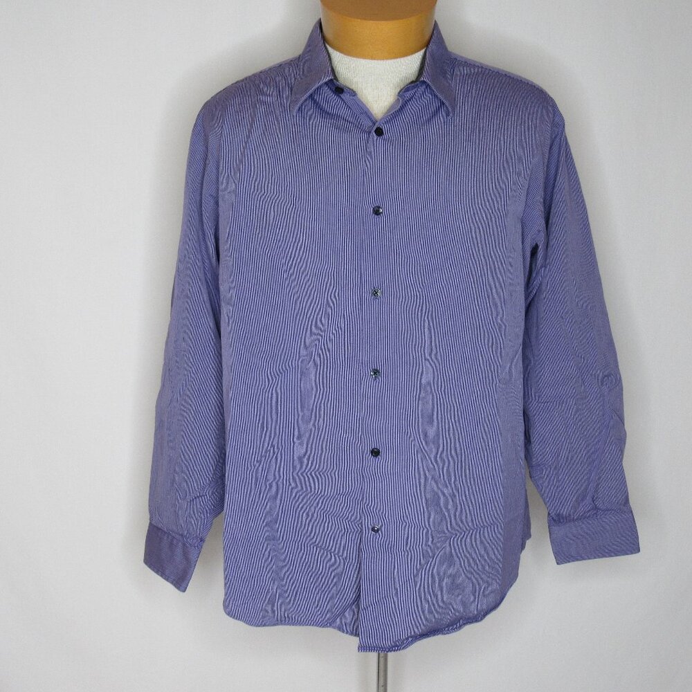 Ben Sherman Purple Black Pinstripe Dress Shirt Men's 16.5 32 33 L